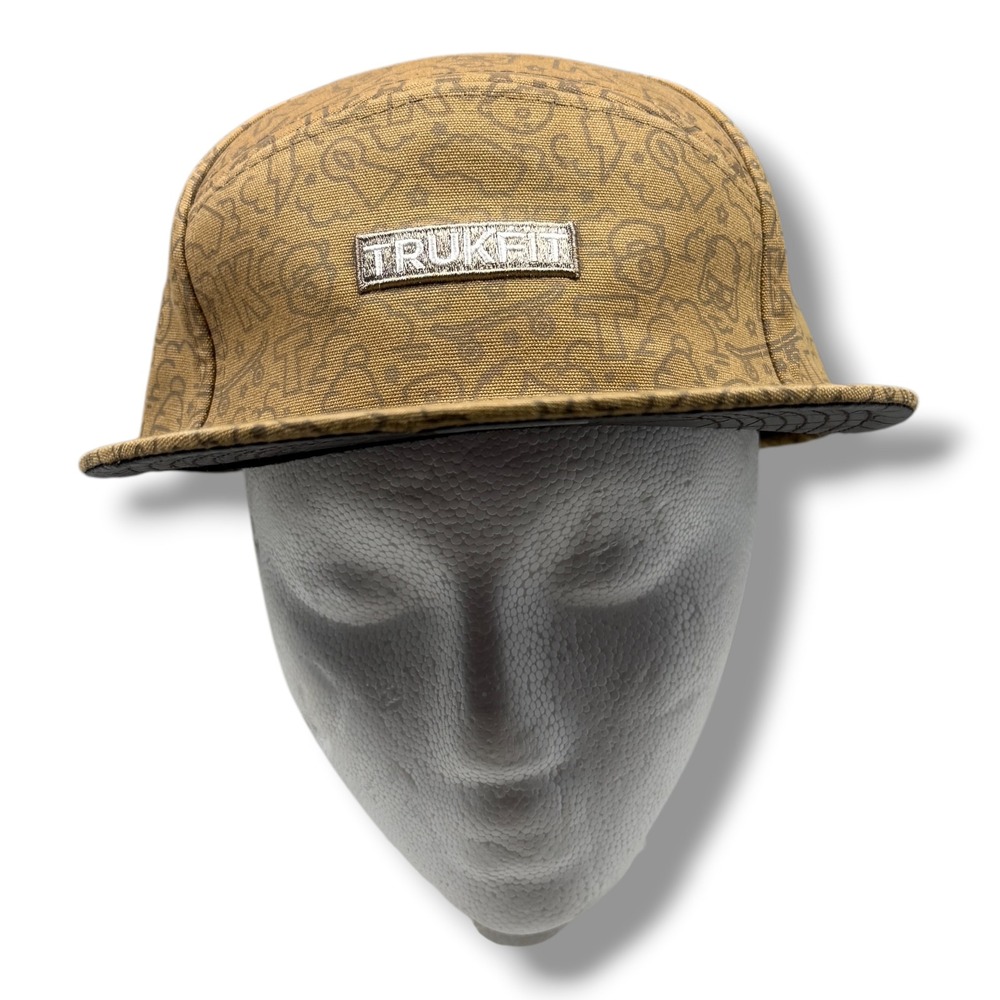 TRUKFIT Tan 5 Panel Camper Hat Faux Croc Underbrim Strapback Cap Mens